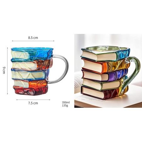 كوب مزخرف برسومات كتب مبتكرة